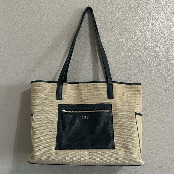 GIGI New York Blue/Tan Canvas Tote - Picture 1 of 7